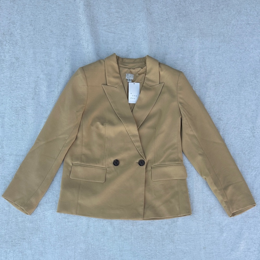 Classic Tan Double Breasted Blazer Jacket Women’s Size XS NWT
